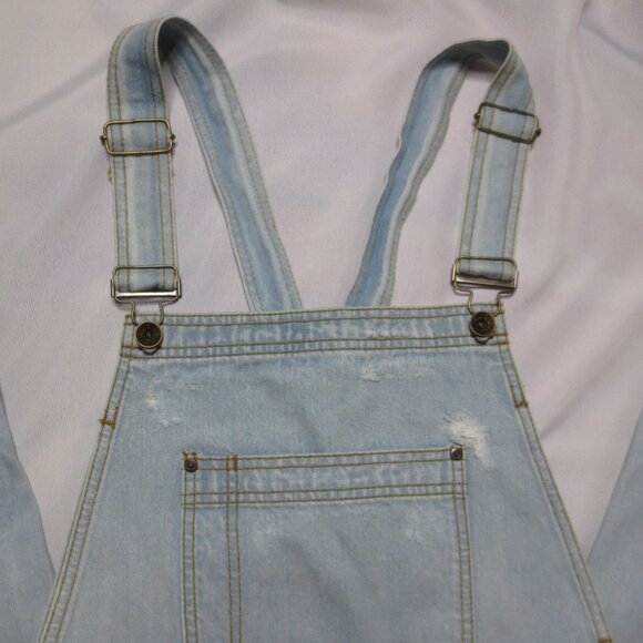 NWT BDG-URBAN OUTFITTERS mens OVERALLS distressed BLUE denim JEANS - Picture 2 of 16